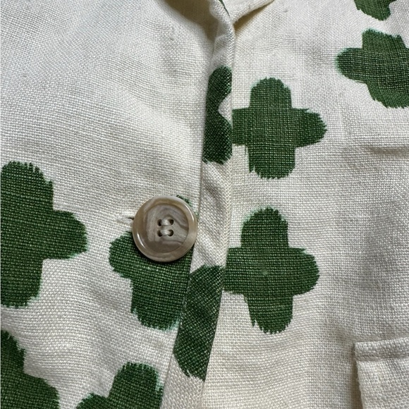 💚 L.A.M.B. by Gwen Stefani Linen Belted Blazer 8 🌿 Clover Print Designer Chic 💚 - Picture 6 of 10